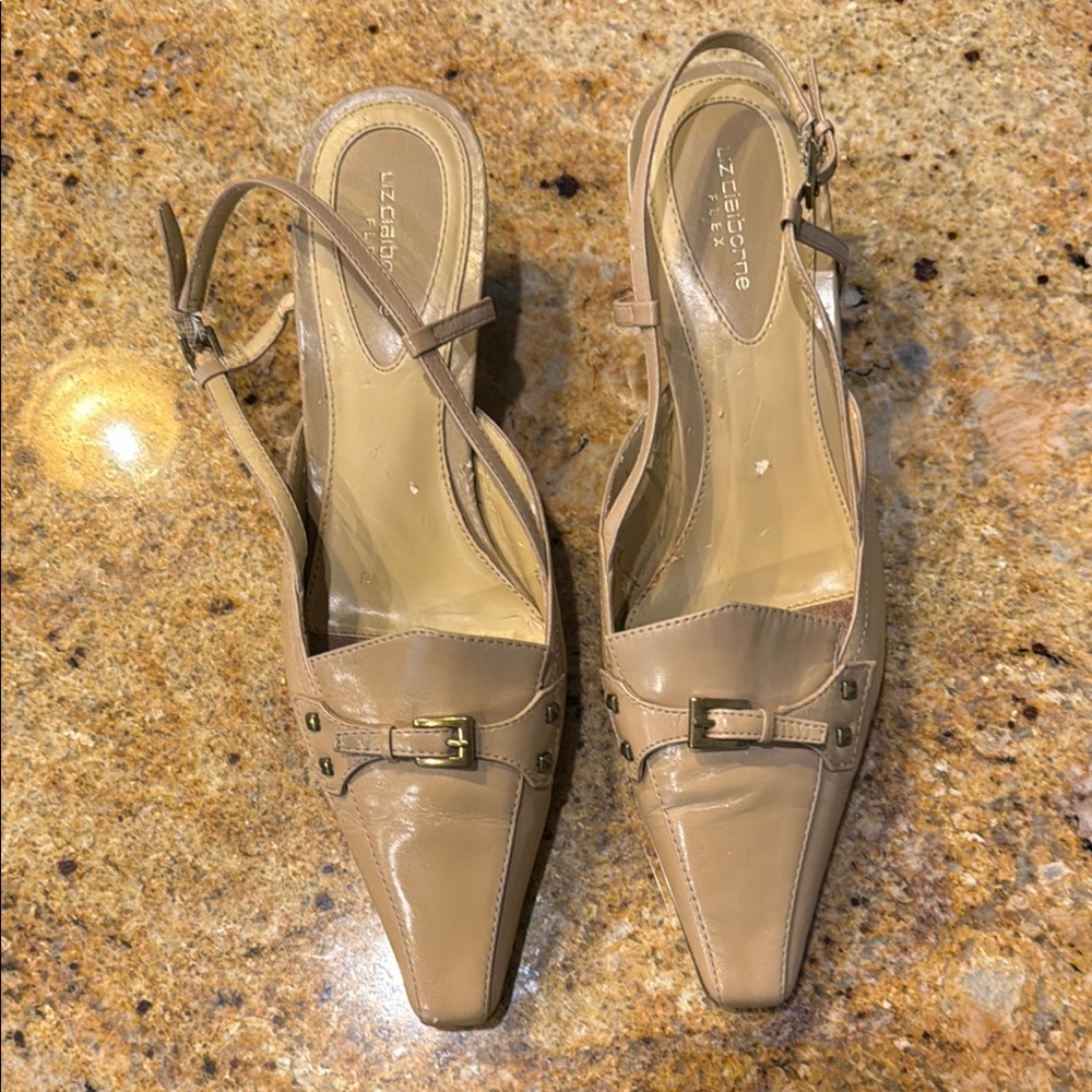 Liz Claiborne Flex Tan Heels Slingback Design